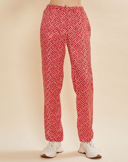 Pantalon satiné Pataya imprimé rouge